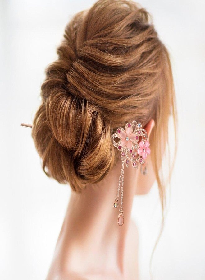 TARINI Hair Sticks for Bun, 2 Pieces New Chinese Style Hair Sticks, Vintage Hair Chopsticks with Rhinestone Pearl Flower & Tassel, (Ancient Style) Hair Pins for Women Girls DIY Hair Accessory - Image 2