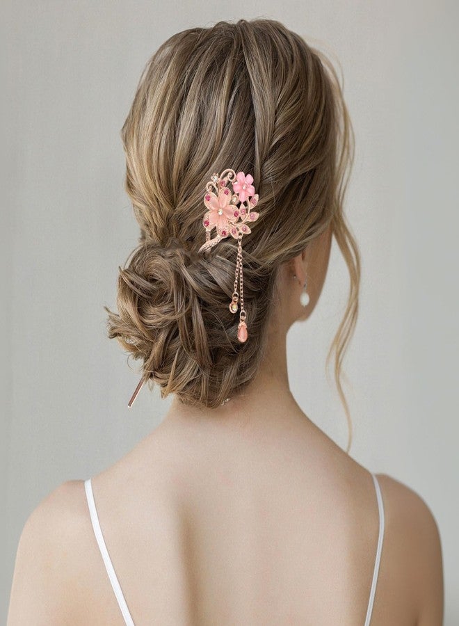 TARINI Hair Sticks for Bun, 2 Pieces New Chinese Style Hair Sticks, Vintage Hair Chopsticks with Rhinestone Pearl Flower & Tassel, (Ancient Style) Hair Pins for Women Girls DIY Hair Accessory - Image 5