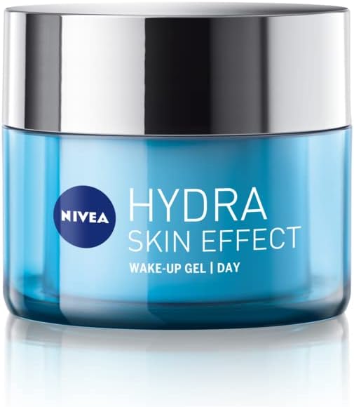 NIVEA Hydra Skin Effect WakeUp Day Gel 50ml Lightweight Day Face Gel Charged with Hyaluronic Acid GelBased Face Moisturiser Provides 72H Hydration