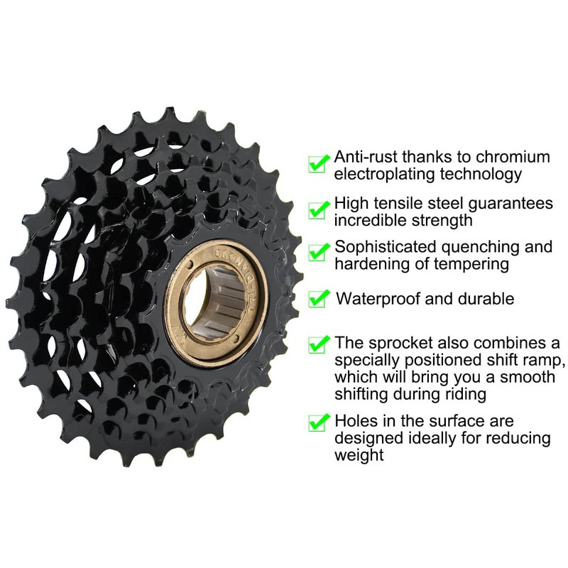 Thinvik 6/7 Bike Speed Freewheel 14-28 Teeth,Bicycle Freewheel,Multiple Freewheel,Bike Sprocket - 6 Speed Freewheel - Black - Image 3
