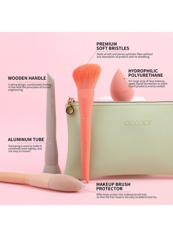 docolor - Makeup Brushes Set 17Pcs Morandi Makeup Brushes With Makeup Bag And Makeup Sponge And Brush Protector Professional Face Powder Foundation Eye Shadow Concealers Brush Kit Gift Box - Image 1