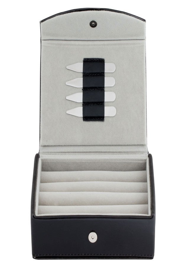 Cuff-Daddy Mens Leather Travel Cufflinks Ring Storage Box Case Includes 2 Sets Metal Collar Stays - Holds 9 To 12 Pairs - 5.75 x 4.75 x 1.75 inches Holder Organizer - Image 1