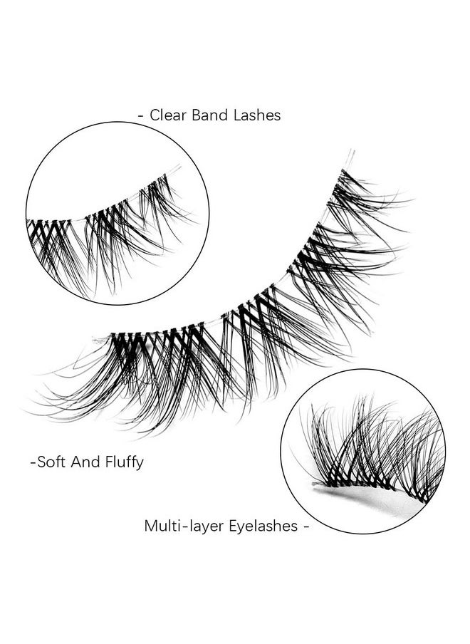 DSLONG - Cat Eye Lashes Natural Look Manga Lashes Clear Band False Eyelashes Look Like Lash Extension 12Mm Fluffy Wispy Short Fake Eyelashes 7 Pairs Fox Eye Natural Lashes (Cb01) - Image 1