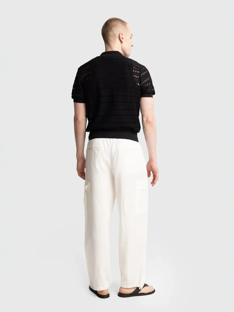 Giesto Black GIESTO Textured Knit Polo Collar Shirt with Button Closure for Men | Best Price UAE