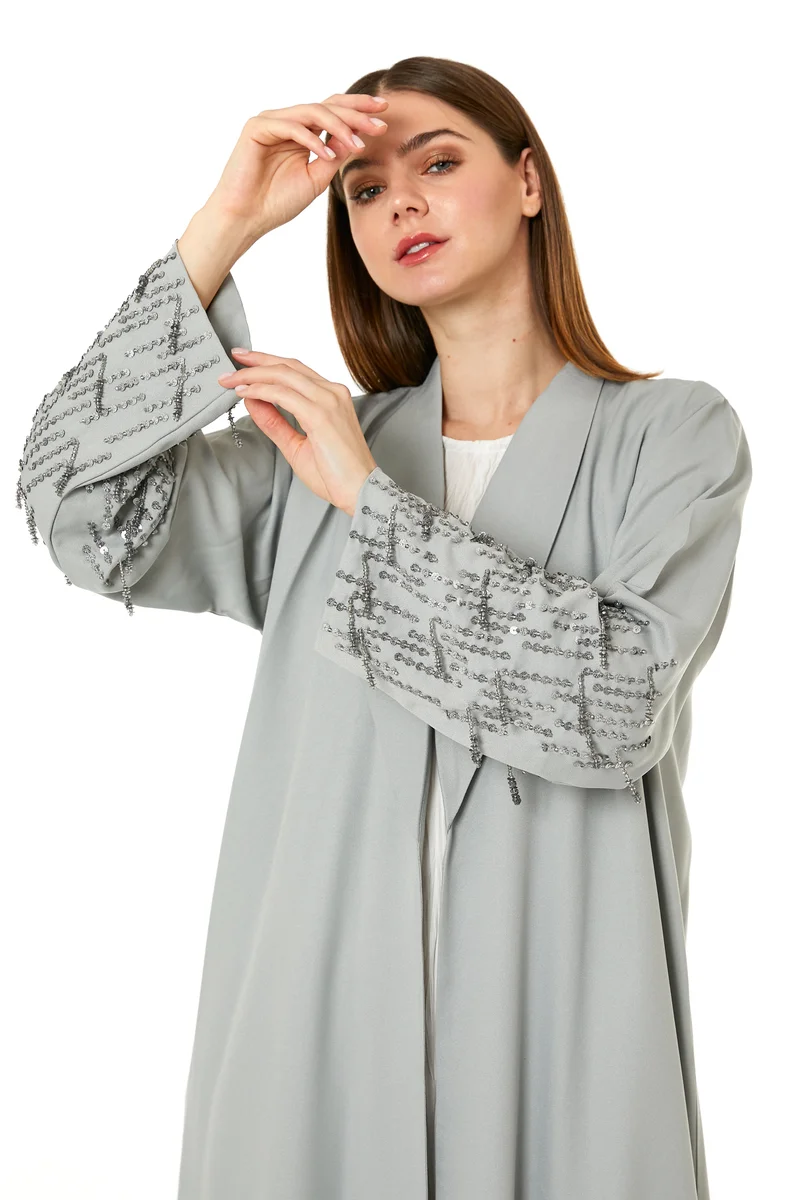 Moistreet  Embellished Open Front Abaya for Women | Best Price UAE