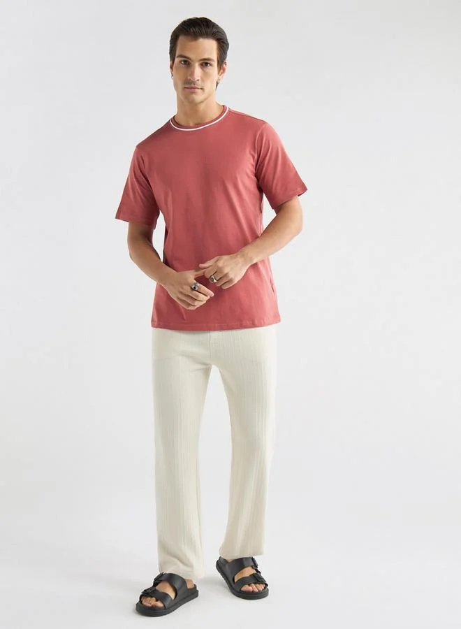 Splash FAV Solid T-shirt with Round Neck and Short Sleeves