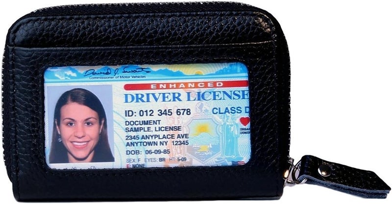 كالمور KALMORE Women Leather RFID Secure Spacious Cute Zipper Card Wallet Small Purse with ID Window - Image 3
