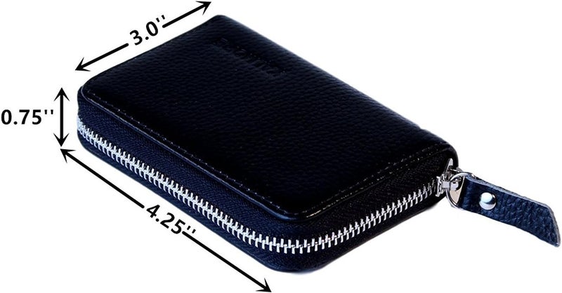 كالمور KALMORE Women Leather RFID Secure Spacious Cute Zipper Card Wallet Small Purse with ID Window - Image 4