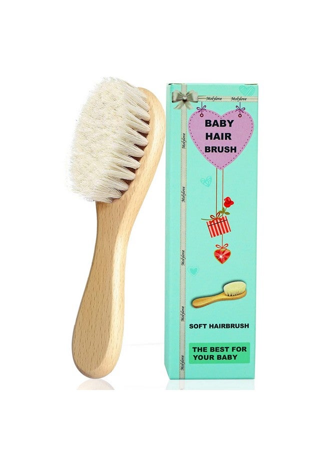 Molylove Baby Hair Brush, Wooden Goat Bristles Hair Brush for Newborns & Toddlers, Ideal for Cradle Cap, Perfect Baby Registry Gift, Hypoallergenic, 1 Count - Image 1