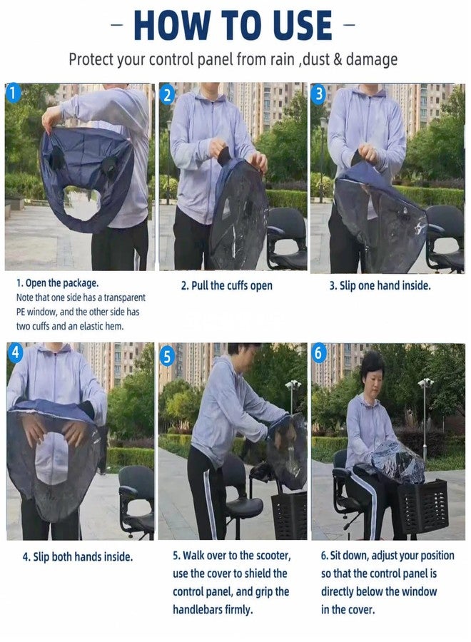 Fonakei Mobility Scooter Control Panel Tiller Cover 19"x15"x8.6" Fit for Various 3/4 wheels Mobility Scooters, Heavy-Duty Clear PVC with Elastic Cuffs, Rain Guard for Outdoor Travel & Emergency Use - Image 4