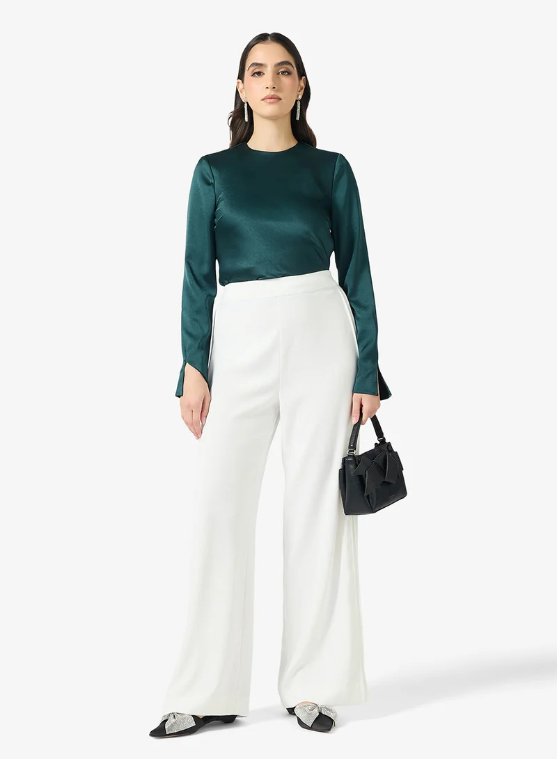 تيد بيكر بنطلون واسع من الكريب بتفاصيل أنابيب