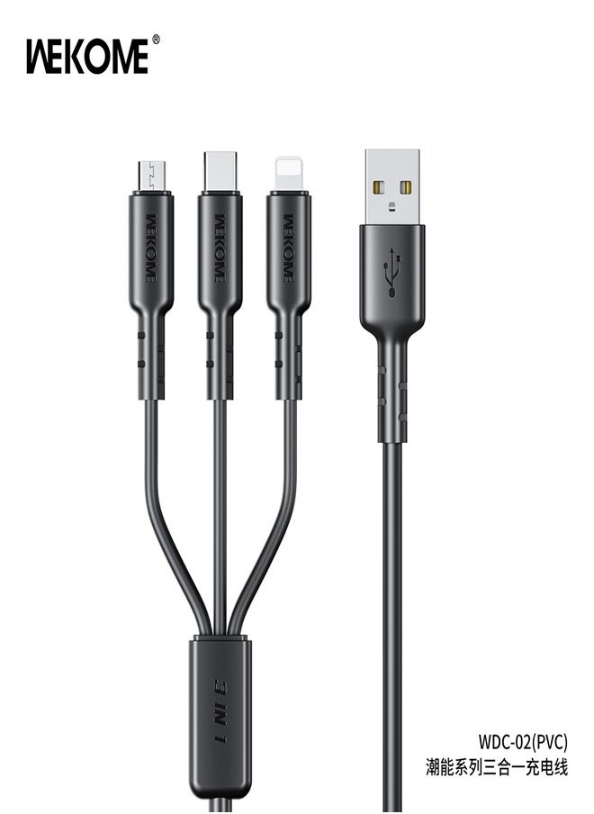 WEKOME - Black WEKOME WDC-02 Charging Cable A Charging Cable with 3A high current output and 3-in-1. - Image 1