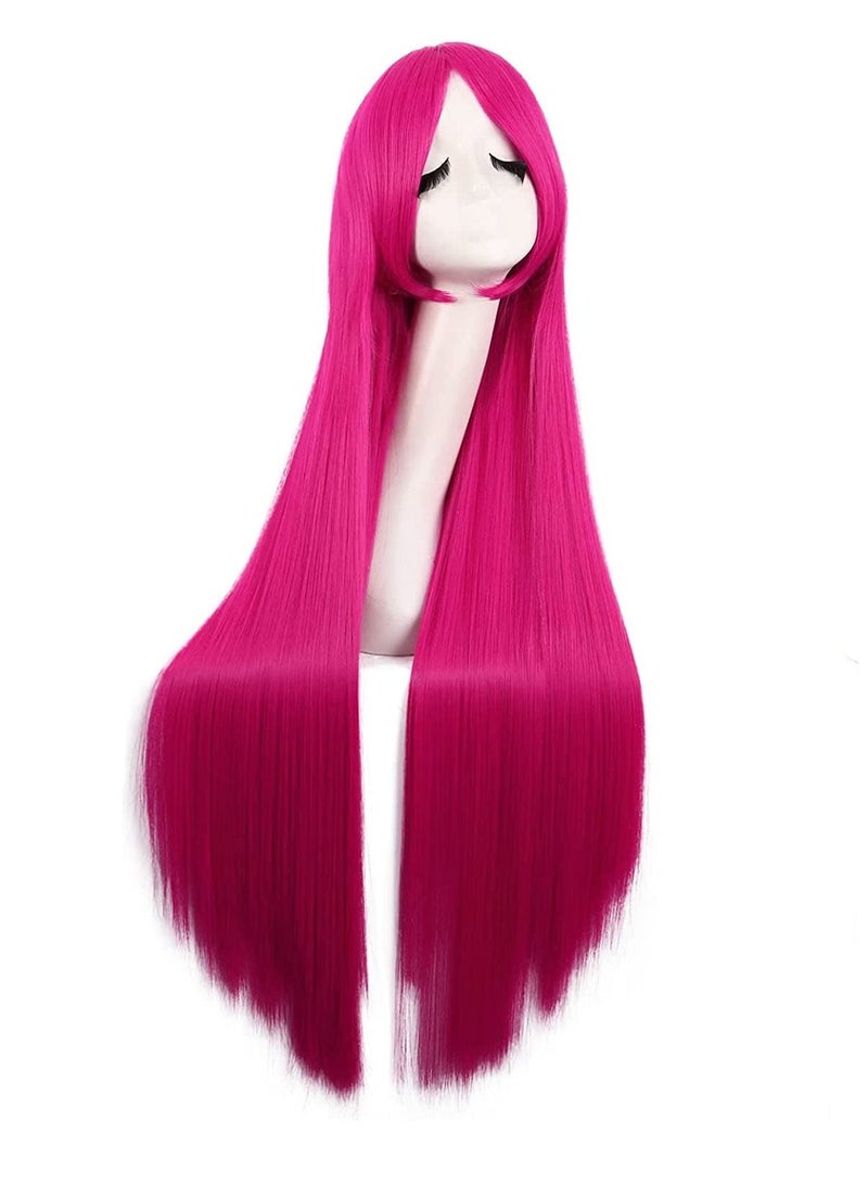 إستيل 40 بوصة 100 سم زي أنيمي طويل مستقيم تأثيري شعر مستعار للحفلات الوردي الساخن - Image 1