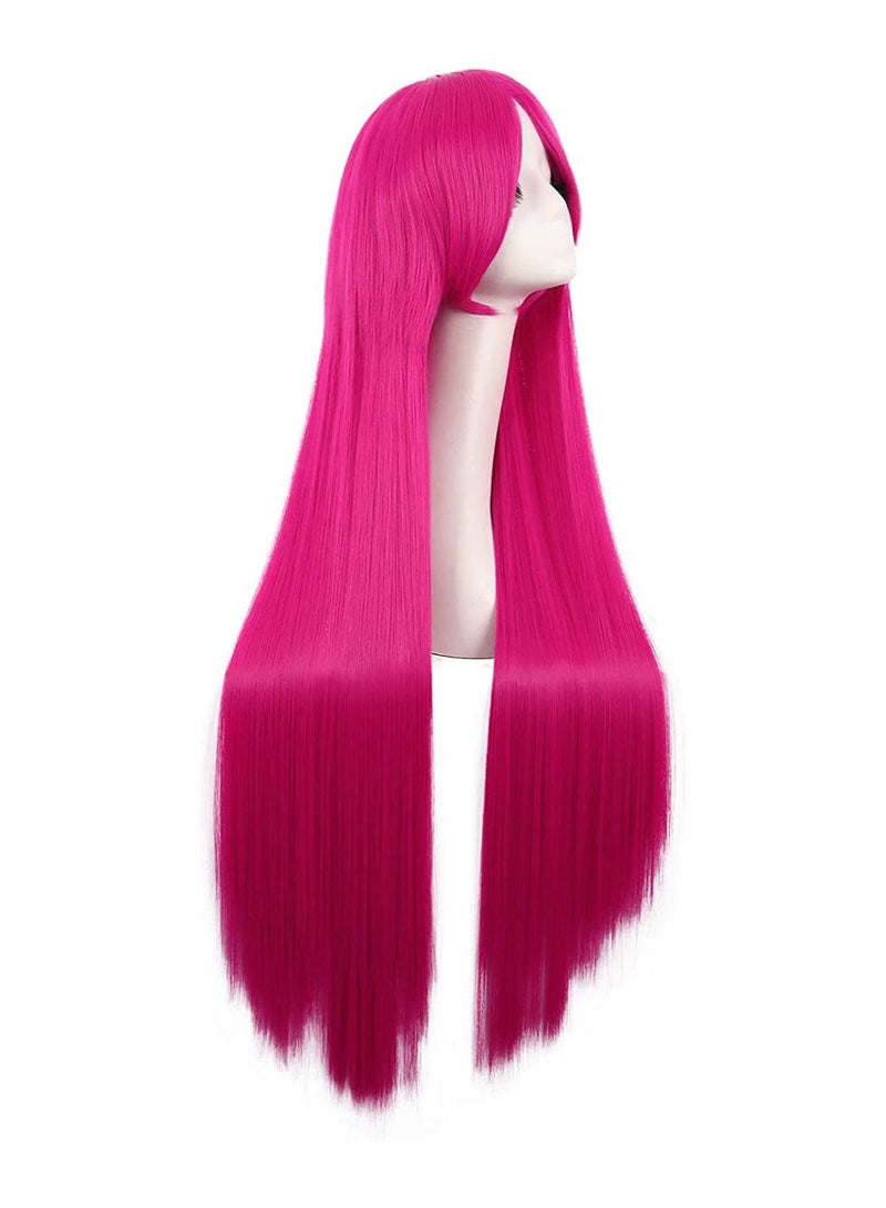 إستيل 40 بوصة 100 سم زي أنيمي طويل مستقيم تأثيري شعر مستعار للحفلات الوردي الساخن - Image 2