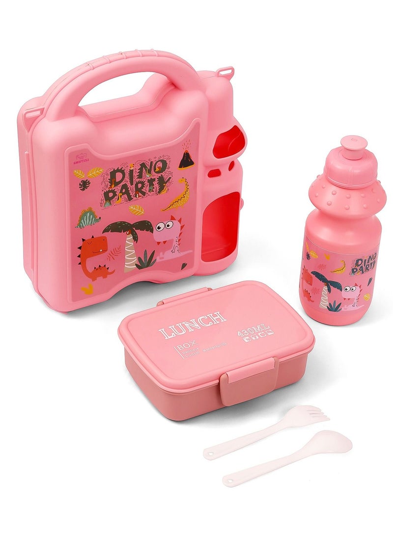 Eazy Kids Kids Lunch Box With Bottle - Pink  - Image 4