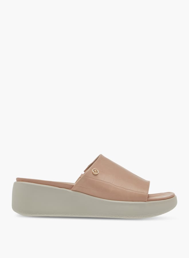 Paprika Women's Textured Slip-On Sandals with Wedge Heel  - Image 3