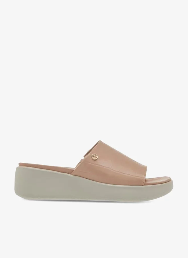 Paprika Women's Textured Slip-On Sandals with Wedge Heel