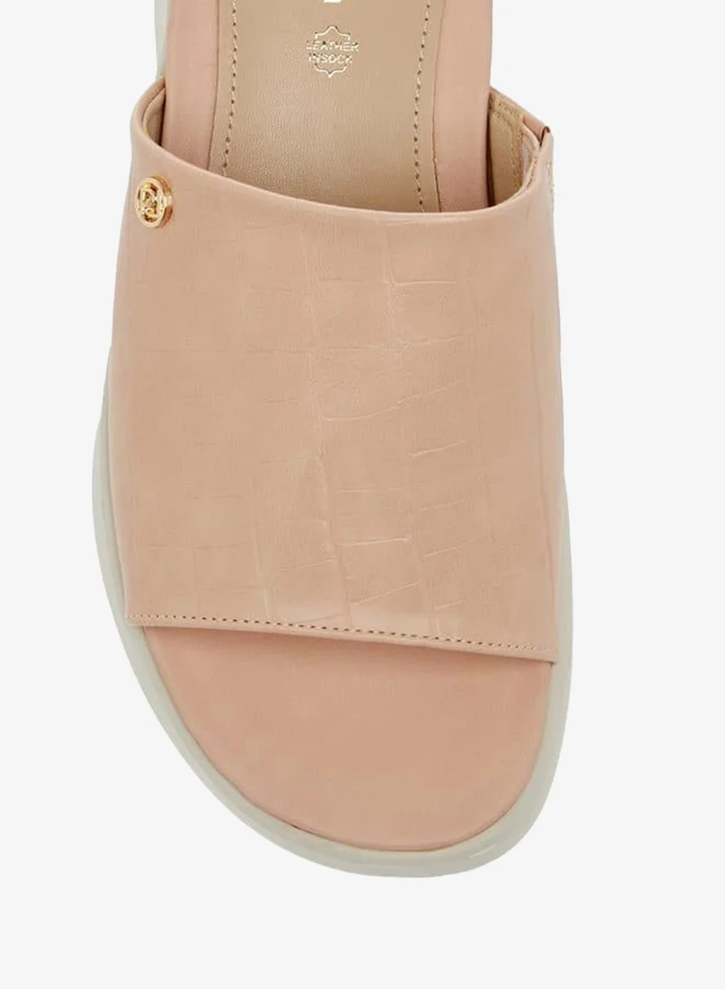 Paprika PINK Women's Textured Slip-On Sandals with Wedge Heel for Women | Best Price UAE
