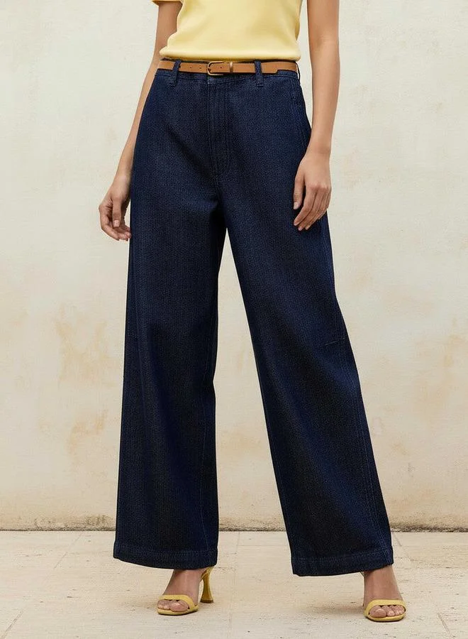 Splash FAV Straight Fit Mid Rise Jeans with Belt Cotton