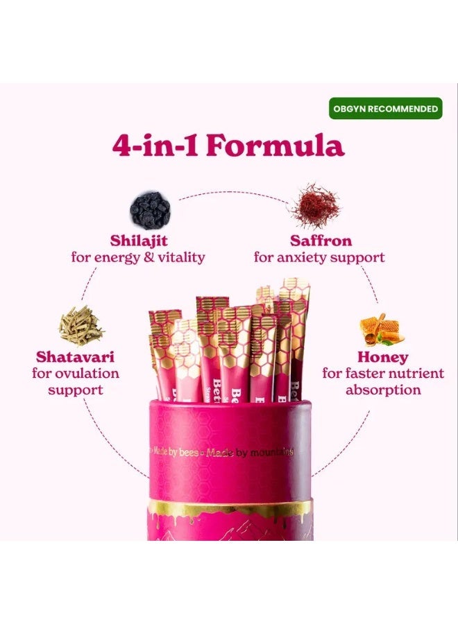 نوفا أعواد شيلاجيت الفراولة والعسل | شيلاجيت للنساء - شاتافاري وزعفران لتحقيق التوازن الهرموني والطاقة | أعواد شيلاجيت العسل اللذيذة مع شيلاجيت الهيمالايا النقي | 30 عودًا - Image 3