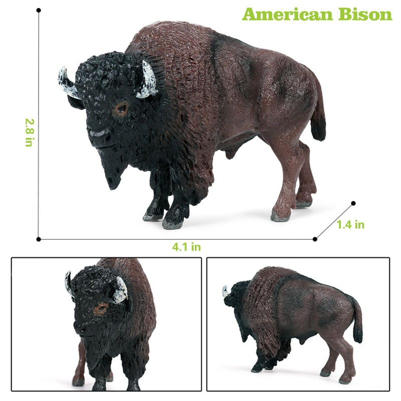 EOIVSH North American Bison FigurineRealistic Bull Figure Fun Wildlife Play Animal Toy for BoysGirls Kids - Image 5