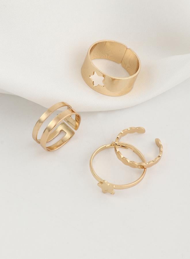 Take Two Set of 4 - Star Accent Hollow Cut Rings - Image 3