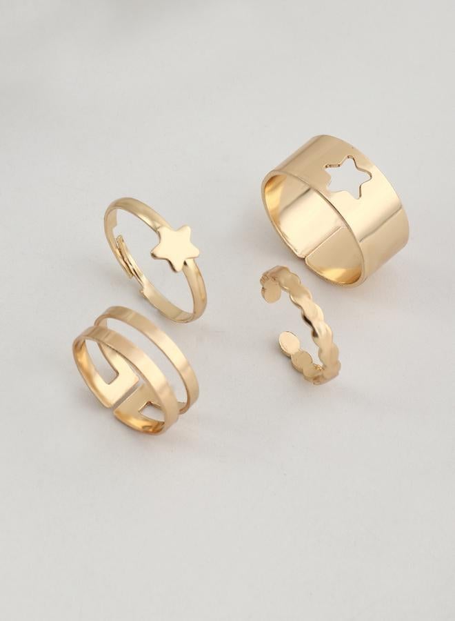 Take Two Set of 4 - Star Accent Hollow Cut Rings - Image 1