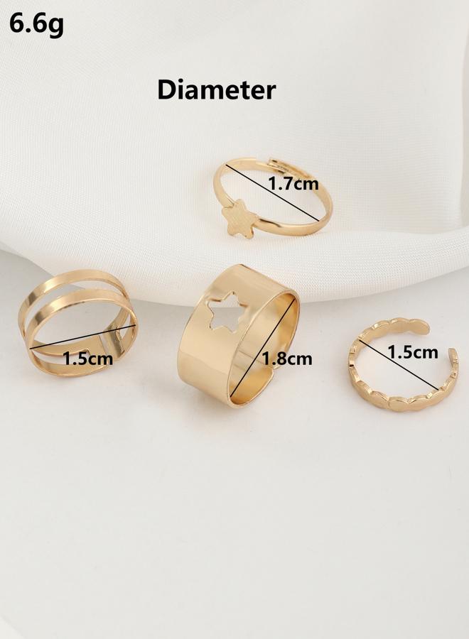 Take Two Set of 4 - Star Accent Hollow Cut Rings - Image 4