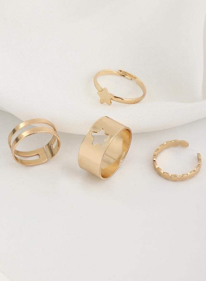 Take Two Set of 4 - Star Accent Hollow Cut Rings - Image 2