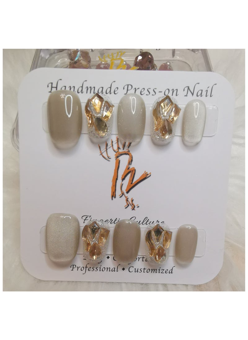 Binzo Beauty - Binzo Beauty Handmade Press On Nails, 10pcs, Nails Art , Acrylic Nails, False Nails, Luxury Collection, Luxury Nails Arts, New Accessories， Wedding Nails，Party Nails. - Image 1