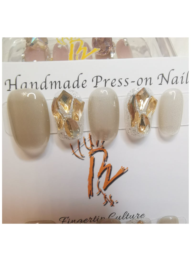 Binzo Beauty - Binzo Beauty Handmade Press On Nails, 10pcs, Nails Art , Acrylic Nails, False Nails, Luxury Collection, Luxury Nails Arts, New Accessories， Wedding Nails，Party Nails. - Image 1