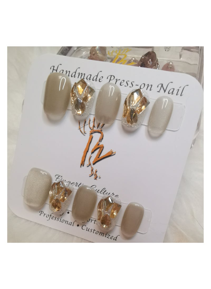Binzo Beauty - Binzo Beauty Handmade Press On Nails, 10pcs, Nails Art , Acrylic Nails, False Nails, Luxury Collection, Luxury Nails Arts, New Accessories， Wedding Nails，Party Nails. - Image 1