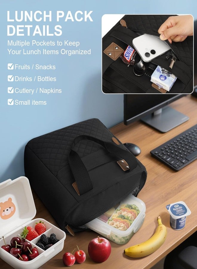 Capolo Insulated Lunch Box for Women & Men - Large Thermal Lunch Bag Women with Removable Shoulder Strap, Reusable Lunch Cooler Tote Bags Purse for Adults Work, Picnic, Hiking, Beach, Travel, Large，Black - Image 5