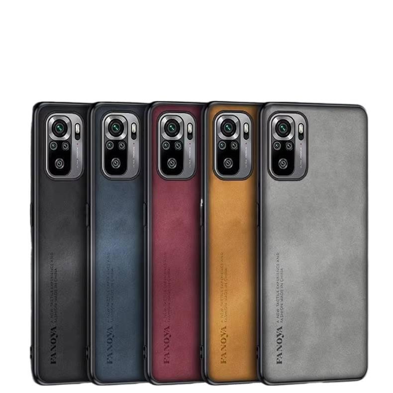 غطاء واقي بملمس جلد لـ Redmi Note 10 مع مقاوم للصدمات وحماية من السقوط مع مقاوم للصدمات مع قبضة مضادة للانزلاق مع مقاوم للخدش باللون أزرق داكن مضاد للانزلاق باللون الأزرق باللون ا. - Image 1
