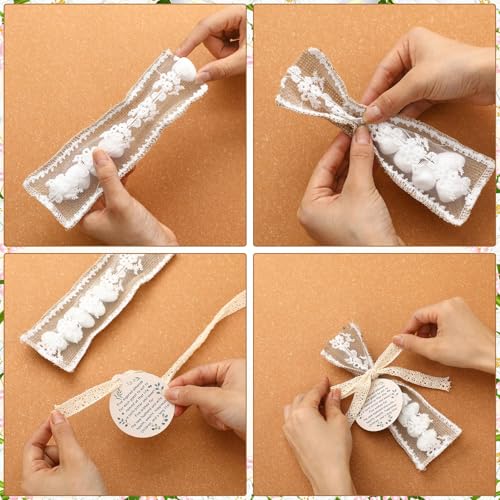 Woanger 60 Set Wedding Almond Candy Favors for Guests Include Lace Packaging and Greeting Card bridal Souvenirs for Engagement Bridal Shower Italian Wedding Tradition Gift, No Almond Candy - Image 2