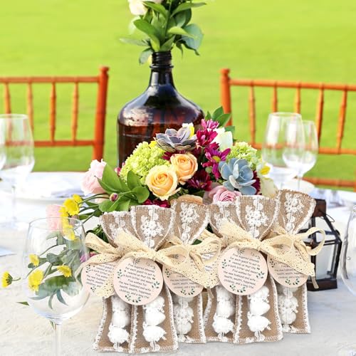 Woanger 60 Set Wedding Almond Candy Favors for Guests Include Lace Packaging and Greeting Card bridal Souvenirs for Engagement Bridal Shower Italian Wedding Tradition Gift, No Almond Candy - Image 4