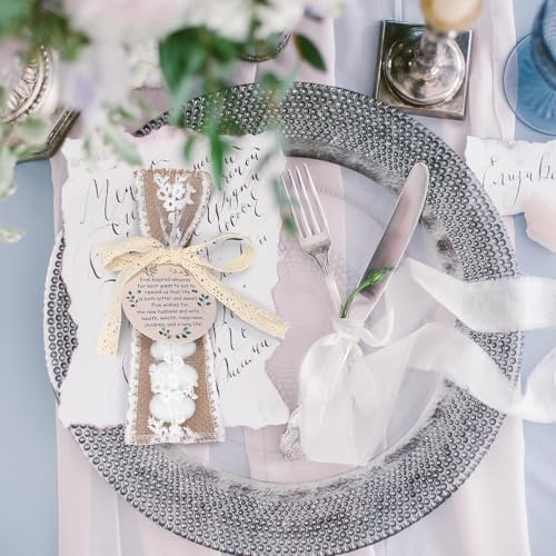Woanger 60 Set Wedding Almond Candy Favors for Guests Include Lace Packaging and Greeting Card bridal Souvenirs for Engagement Bridal Shower Italian Wedding Tradition Gift, No Almond Candy - Image 5