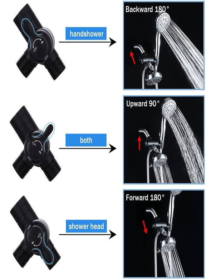 YDmeet Shower Arm Diverter with Handshower Mount, G1/2 Brass 3 Way Shower Diverter Valve Bathroom Universal Shower System Replacement for Handheld Shower and Fixed Shower Head(Matte Black) - Image 3