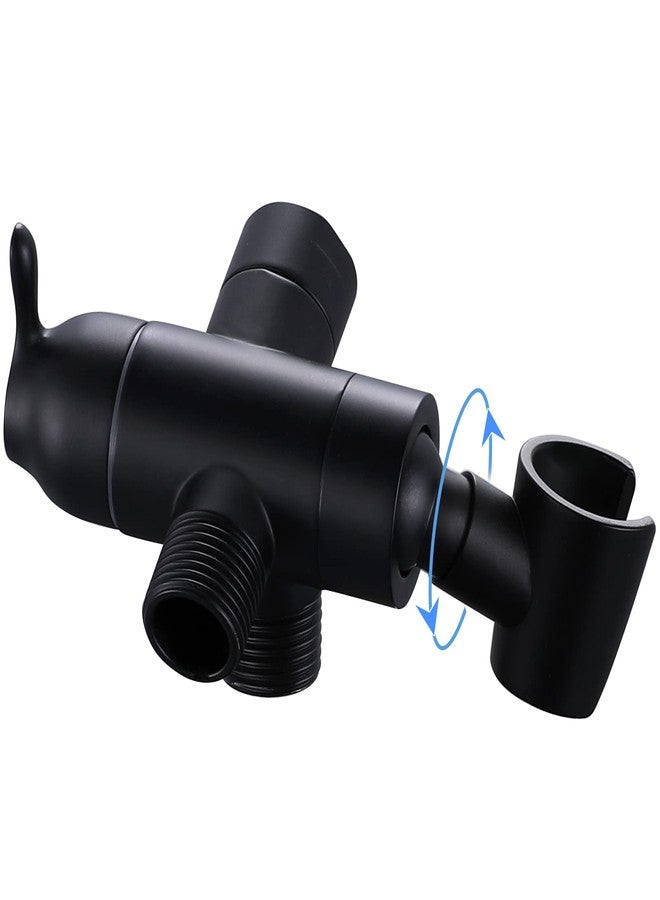YDmeet Shower Arm Diverter with Handshower Mount, G1/2 Brass 3 Way Shower Diverter Valve Bathroom Universal Shower System Replacement for Handheld Shower and Fixed Shower Head(Matte Black) - Image 1