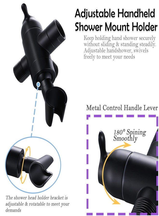 YDmeet Shower Arm Diverter with Handshower Mount, G1/2 Brass 3 Way Shower Diverter Valve Bathroom Universal Shower System Replacement for Handheld Shower and Fixed Shower Head(Matte Black) - Image 4