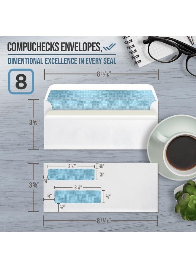 Compuchecks - Double Window Envelopes #8- Flip And Seal Flap, Security Business Mailing Check Envelopes - Tamper Evident, Security Tint - 500 Count - Guaranteed To Fit Quickbooks Checks - Image 1