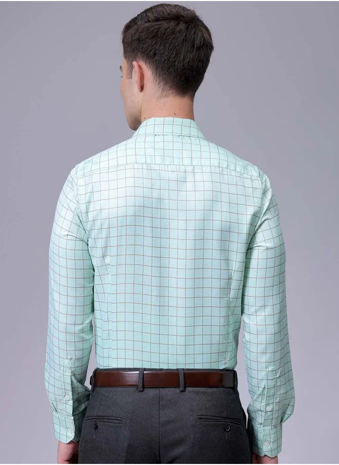 The Indian Garage Co Men Slim Fit Striped Full Sleeves Cutaway Collar Formal Shirt