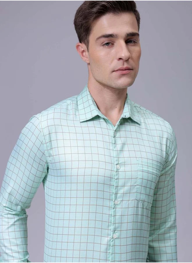 The Indian Garage Co Men Slim Fit Striped Full Sleeves Cutaway Collar Formal Shirt