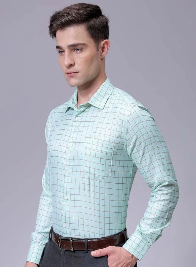 The Indian Garage Co Men Slim Fit Striped Full Sleeves Cutaway Collar Formal Shirt