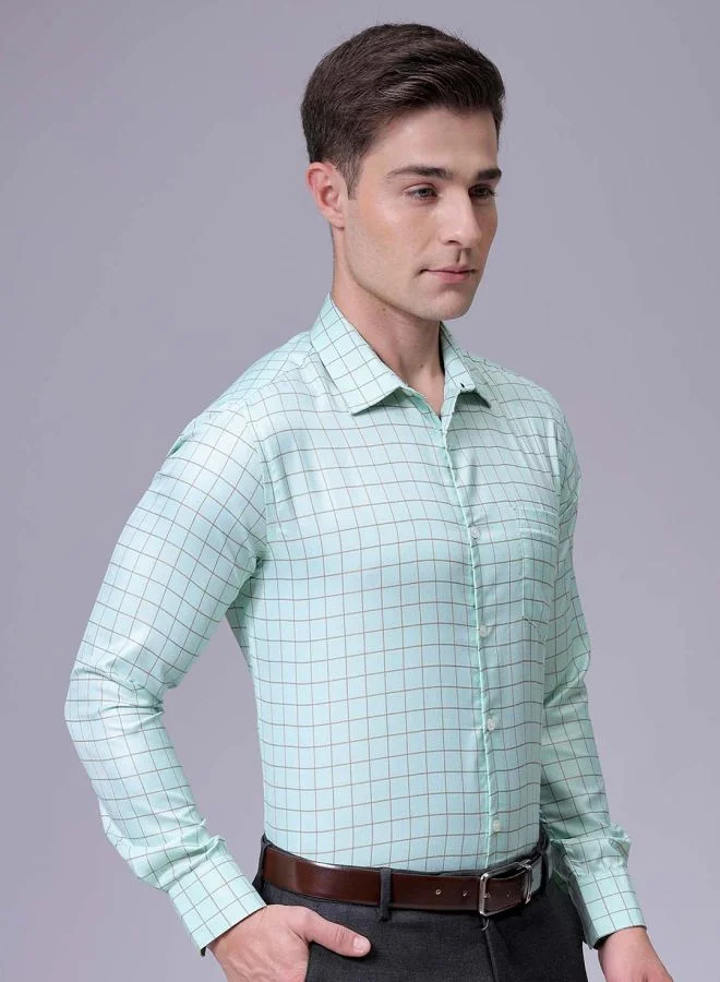 The Indian Garage Co Men Slim Fit Striped Full Sleeves Cutaway Collar Formal Shirt