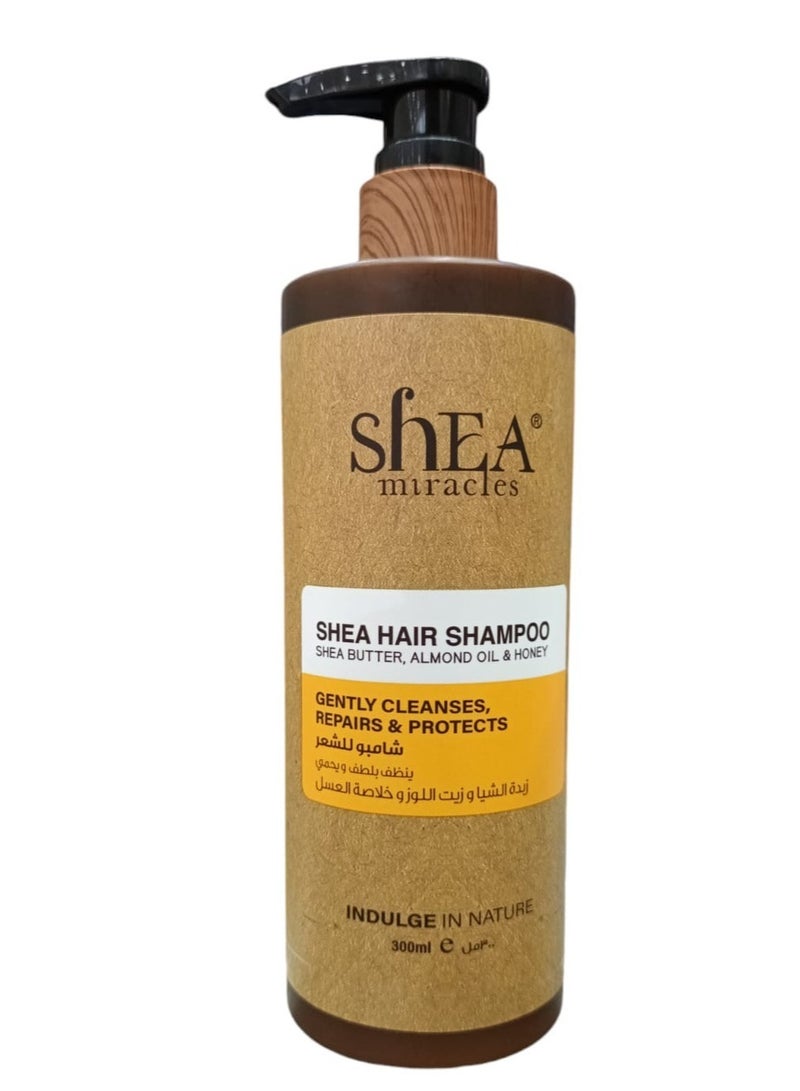 ShEA miracles Shampoo 300 ml for Hair With Shea Butter  Almond Oil and Honey Extract  Suitable for Damaged and Very Dry Hair.
