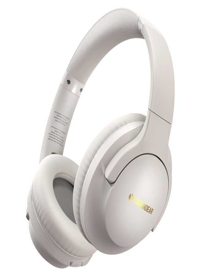 YUMONDEAR Bluetooth Headphones Over Ear, 80H Playtime and 3 EQ Music Modes Wireless Headphones with Microphone, HiFi Stereo Foldable Lightweight Headset, Deep Bass for Home Office Cellphone PC (Light Gray) - Image 1