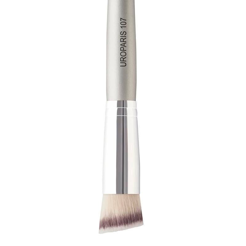 UROPARIS 107 Foundation Brush Synthetic Bristles for Application of Cream Powder Products Soft Packed Bristles Wooden Handle with Brass Accents Silver 1 Piece - Image 3