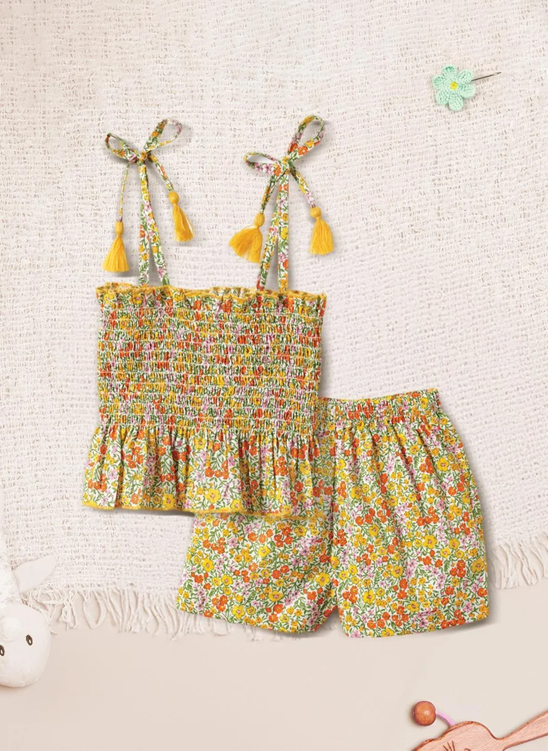 Nautinati Cotton Floral Print Clothing Set for Girls