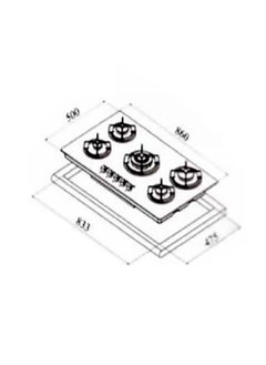 kitchen Line Surface 5 Gas Stove 90 cm Separate Medium Italian  Steel | J5020  - Image 2